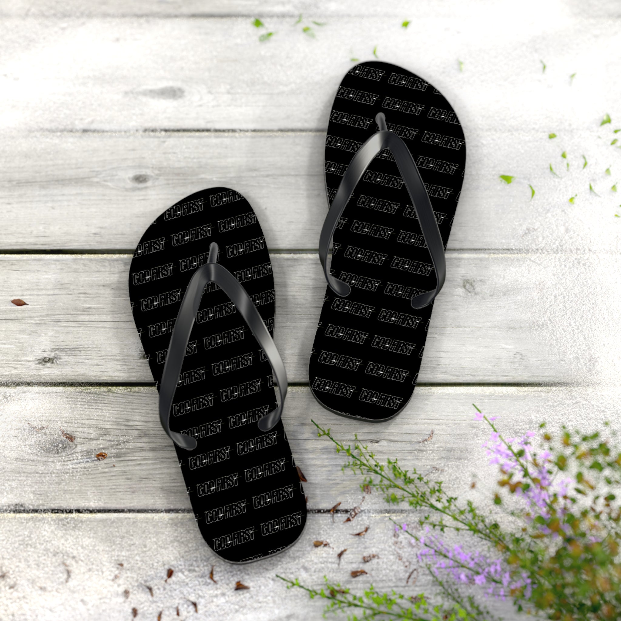 GOD FIRST Flip Flops